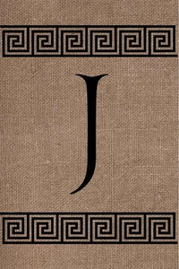 Sackleinen griechischer Schlüssel Monogramm J doppelseitig 12 x 18 Zoll Garten Flagge individuelles Dekor - Bild 1 von 1