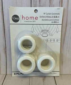 Dritz 1" Curtain Grommets 8 Piece Set White 44371 DIY Round Easy Snap NEW - Picture 1 of 5