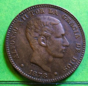 ALFONSO XII 10 centimos 1878 Copper - Picture 1 of 2