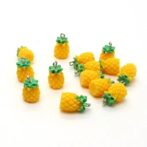 Pineapple Resin Charm Fruit Mini Pendant Novelty DIY Necklaces Jewellery Making - Picture 1 of 5