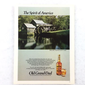 Old Grand-Dad Whiskey 1980s Vintage PRINT AD Mabry Mill VA - SPIRIT of AMERICA - Picture 1 of 2