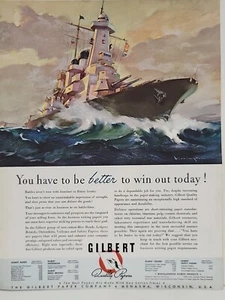 1942 Gilbert Quality Papers Fortune 2. Weltkrieg Druck Anzeige Q1 US Navy Schlachtschiffe Ozean - Bild 1 von 2