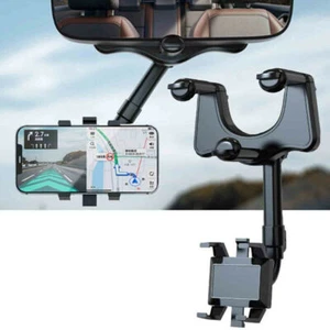 Universal 360 Rotatable And Retractable Car Phone Holder Rearview Mirror Bracket - Picture 1 of 9