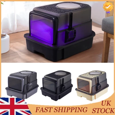HM-GARDEN123 Large Cat Litter Tray Box Self Cleaning Hooded Pan Deodorizer UV Sterilization N