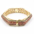 36.22ct Natural Red and Yellow Sapphire 925Sterling Sliver Bangle in Gold Plated