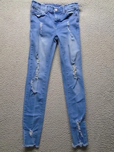 Lovely Girls Denim Jeans Blue Size 12 HL-G105MD Raw Hem Distressed - Picture 1 of 16