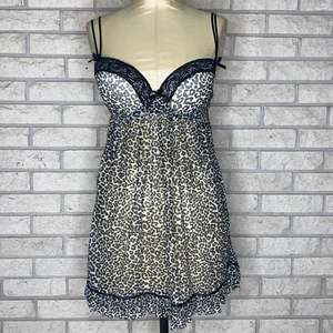 VTG Semi Sheer Padded Multicolored Leopard Print Padded Slip Medium 34-36 Bust - Picture 1 of 15