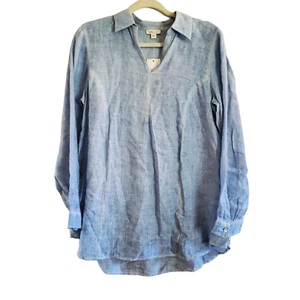 J. Jill LOVE LINEN 100% Linen Relaxed Fit Popover Tunic Top Size Small - Picture 1 of 6