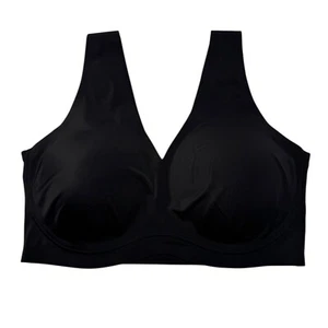 True & Co V Neck Bra Wireless Padded Black New XL - Picture 1 of 3