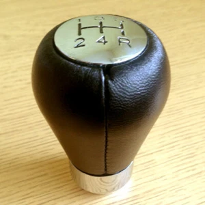 Aluminium Black Perforated PVC Leather Gear Shift Knob - UNIVERSAL 5 Speed - Picture 1 of 3