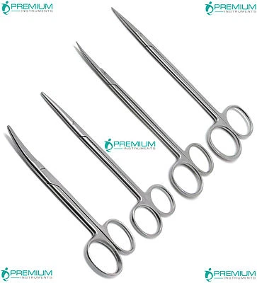 Scissors Straight & Curved Metzenbaum Blunt 6" Kelly Sharp 7" Surgical Set of 4 - Image 1 of 4