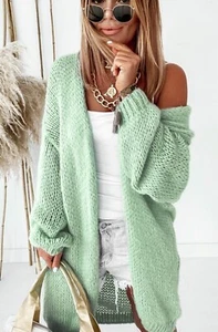 Mint Green Soft Knit Oversized Open Front Sweater Cardigan O/S NWT Spoiled Sweet - Picture 1 of 4