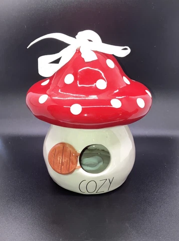 Rae Dunn Artisan Collection by Magenta Cozy Bird  House Mushroom Gnome Red EUC Cover