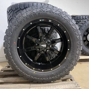 4 20x10 Moto Metal MO970 Black Wheels 33" RT AT Tires 8X6.5 Dodge Ram 2500 3500 - Picture 1 of 8
