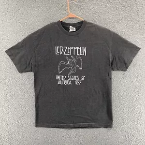 VINTAGE Led Zeppelin T Shirt Men Extra Large Grey Rock Band Music USA 1977 Tour - Picture 1 of 12
