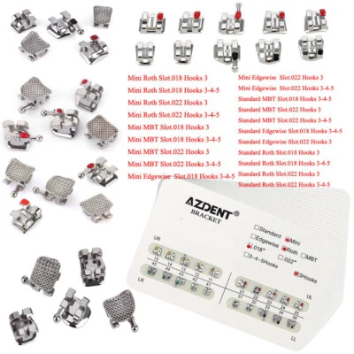 Soporte de ortodoncia dental brackets estándar mini MBT borde Roth ganchos 3/345