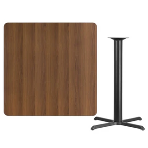 42" Square Walnut Laminate Table Top With Base - Bar Height Restaurant Table - Picture 1 of 3
