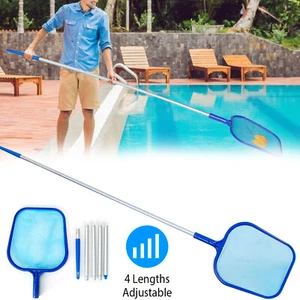 Spa Pool Skimmer Net with 34-62 inch Telescopic Pole Leaf Skimmer Mesh Rake Net - Picture 1 of 12