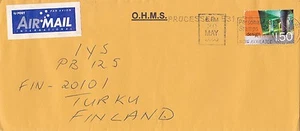 DB896) Solo use OHMS cover to Finland. Technology and Robotics. Price $6 - Picture 1 of 1