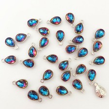 10pcs Silver waterdrop Charm Crystal Pendant beaded Jewelry Findings  Colourful6