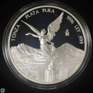 Mexico 1996 Angel Libertad Una Onza Plata Pura PROOF - with Capsule - Picture 1 of 2