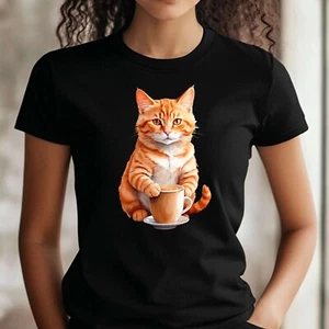T-Shirt Frauen Lustiges Katzen Motiv Baumwolle Größe XS bis 3XL - Bild 1 von 1