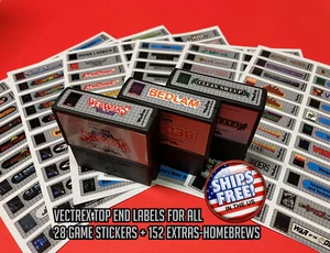 Vectrex Top End Labels For all 28 Game Stickers + 152 Extras-Homebrews - Picture 1 of 9