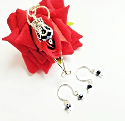 Piercingfreie Klitoris Klemme und Brustwarzenringe mit schwarzem Kristall Intimschmuck Set - Bild 1 von 4