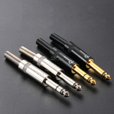 1/4" TS TRS 6.35mm Jack Plug Stereo 2Pole Mono Plug Connector Audio - Image 1 of 4