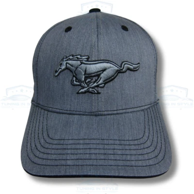 Ford Mustang Logo Car Racing Gray Baseball Cap Racing Hat Official License - Image 1 of 4