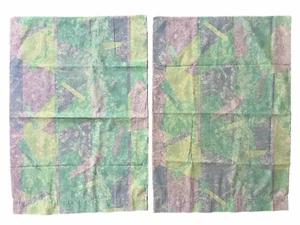 Vintage 80er 90er geometrische Schwamm Kunst Kissenbezüge PAAR (2) Federn PolyBaumwolle USA - Bild 1 von 5