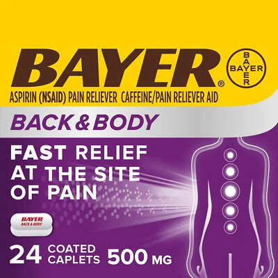 Bayer Aspirin Back & Body Pain Reliever Aid 500mg Coated Caplets 24 Count - Image 1 of 4