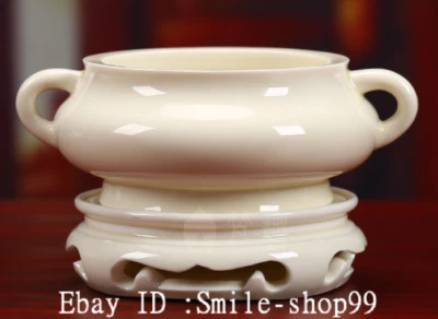 Quemador de incienso hueco dinastía porcelana blanca antigua China Dehua de 6,5" Foto 1 de 4