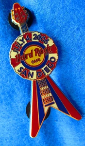 SAN DIEGO 4th JULY ROSETTE BUNTING FLYING V GUITAR 2006 Hard Rock Cafe PIN LE - Picture 1 of 1