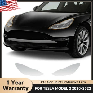 Headlights Precut Paint Protection Film Clear PPF For Tesla Model 3 2017-2023 - Picture 1 of 21