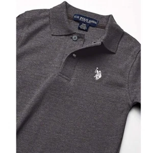 U.S. Polo Assn. Boys' Short Sleeve Performance Polo Shirt Dark Heather Gray - Picture 1 of 3
