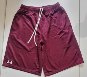 MENS UNDER ARMOUR MAROON DRAWSTRING POCKET ATHLETIC SHORTS CLOTHES M - Picture 1 of 1
