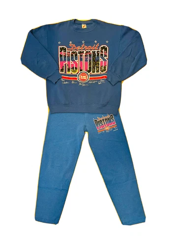 VINTAGE 80s Detroit Pistons Sweatshirt Sweatpants Matching Set Medium Cover