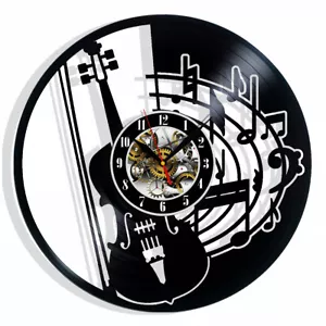 Music Violin Notes Vinyl Wall Clock Gift Birthday Holiday Art Home Decor Design - Picture 1 of 5