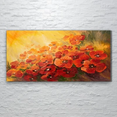 Wandbilder Glasbild Druck auf Glas 120x60 Kunst Gemälde abstrakte von Mohnblumen - Bild 1 von 4