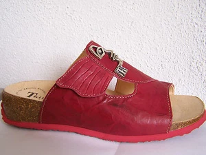 Think!  Pantolette Mizzi rosso kombi Klettverschluß mit Frauenkopf & Schuhbeutel - Bild 1 von 3