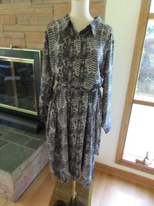 DG2 by Diane Gilman Shirt Dress Sz 3X Snake Print Button Down Duster Casual - Bild 1 von 7