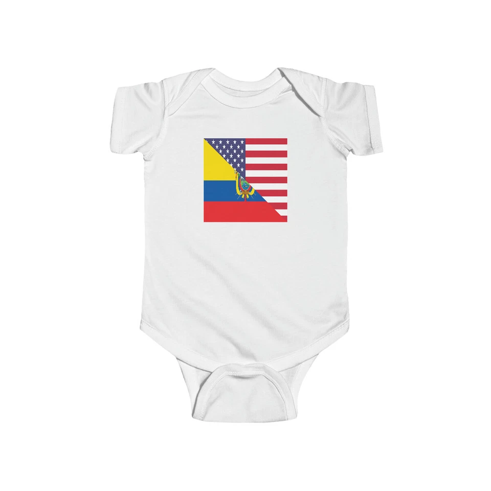 Ecuadorian American Flag Baby Bodysuit | Unisex Ecuador USA Newborn Boy Girl - Image 1 of 1