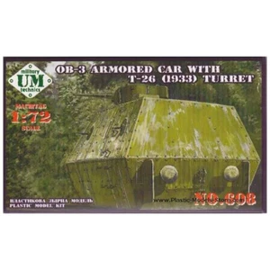 UMT 608 Plastic model kit Scale 1:72 OB-3 armored railway car with T-26 turret - Picture 1 of 24