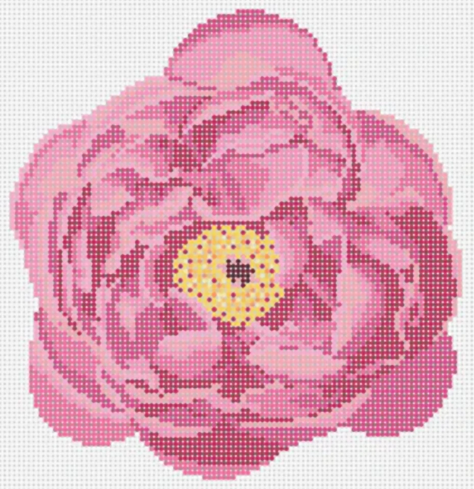 Needlepoint Handpainted Suzie Vallerie Peony 7x7 Salty Stitcher - Image 1 of 1