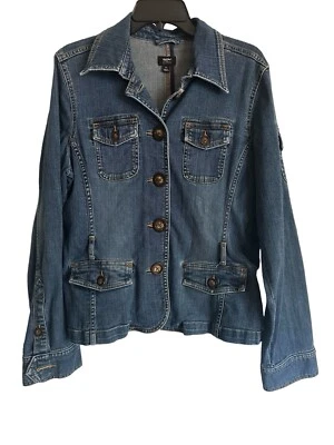 ✨Chaqueta de jean Mossimo elástica azul con botones talla XL, sin cinturón Foto 1 de 4