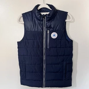 Converse Boys Puffer Vest Medium 10/12 Navy Blue Zip Up Streetwear Outerwear - Picture 1 of 7