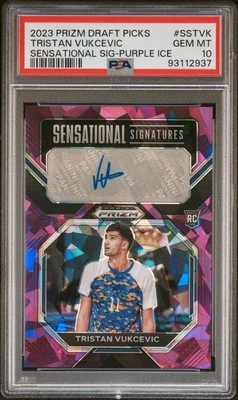 Tristan Vukcevic PSA 10 AUTO #/99 - 2023 Prizm Sensational Signature PURPLE ICE - Image 1 of 2
