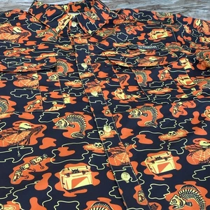 Breathable Sz L Skeleton Halloween Hawaiian Shirt Vented Back Fish Gear Wicking - Picture 1 of 7