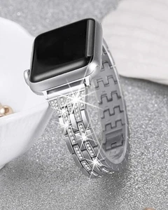 Women Bling Metal Watch Wristband Replacement For Apple iWatch SE Series 1 To 10 - Zdjęcie 1 z 6
